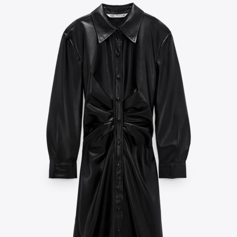 Zara faux leather shirtdress
